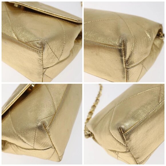 CHANEL Chain Shoulder Bag Leather Gold CC Auth - Picture 16 of 16